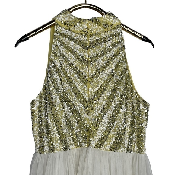 ASOS MAYA DELUXE SEQUIN MOCK NECK SLEEVELESS TULLE SKIRT MIDI BRIDESMAID DRESS - Picture 6 of 13